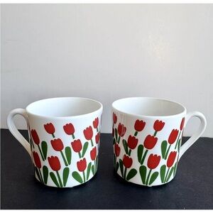 (Set of 2) Vintage Gustavsberg Stig Lindberg Porcelain Juliana Tulip Tea Cups